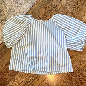 H&M blue and White Striped Women's Top xl